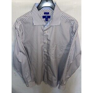 Egara Men’s Dress Shirt Size Large Red Blue Striped Business Formal Wedding City